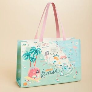 Spartina 449 Coastal Map Tote — Pink & Aqua